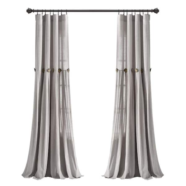 Unbranded Gray Linen Rod Pocket Room Darkening Curtain - 40 in. W x 95 in. L
