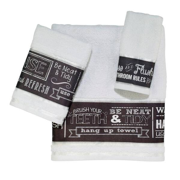 Avanti Linens Chalk It Up 3-Piece White Geometric Bath Towel Set