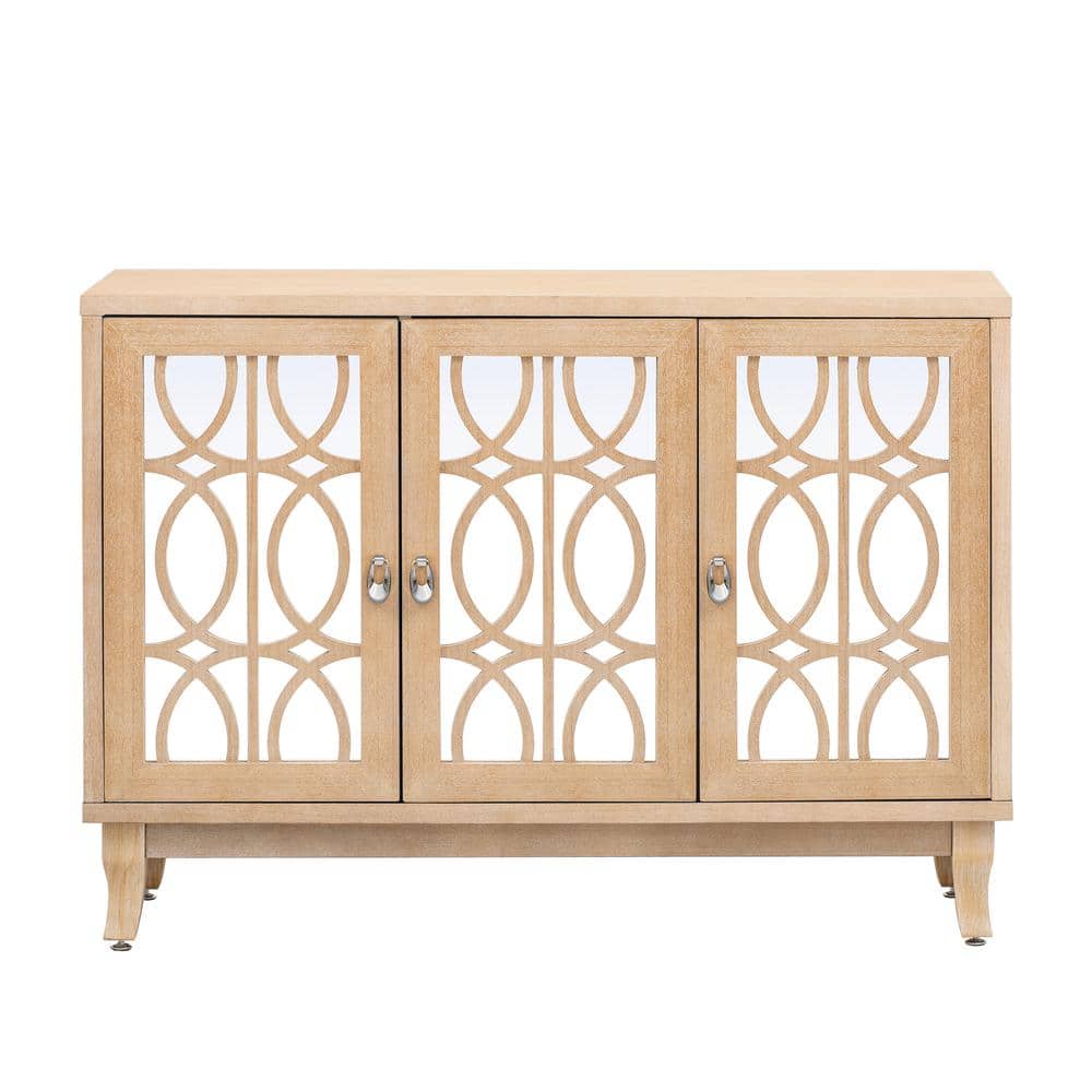 47.2 in. W x 15.6 in. D x 33.9 in. H Natural Wood Wash Brown Linen Cabinet 