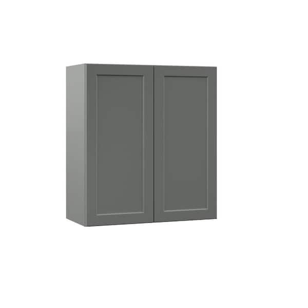 Hampton Bay 27 in. x 30 in. x 12 in. Designer Series Melvern Storm Gray Shaker Assembled Wall Kitchen Cabinet