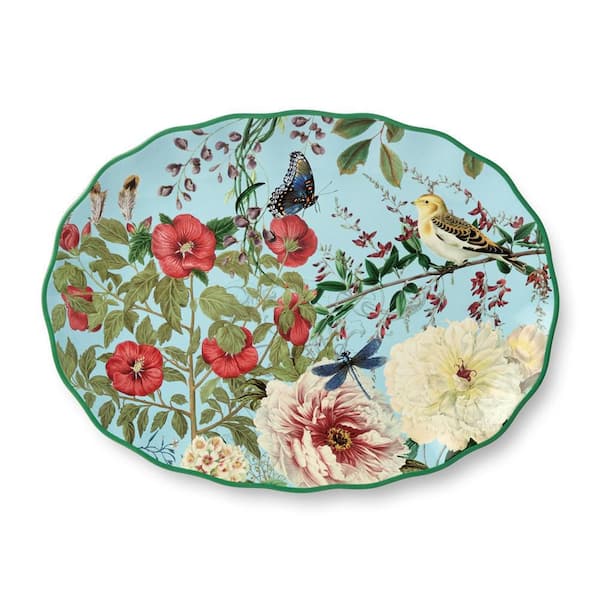 Certified International 3.37 in. Multi-Colored Ceramic Flora Oval Platter