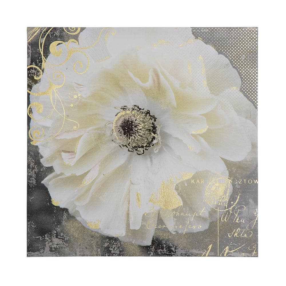 Ivory and Taupe Botanical Flower Canvas Wall Art