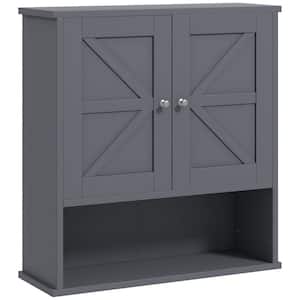 23 in. W x 24 in. H Farmhouse Rectangular Gray Surface Mount Medicine Cabinet without Mirror with Adjustable Shelf