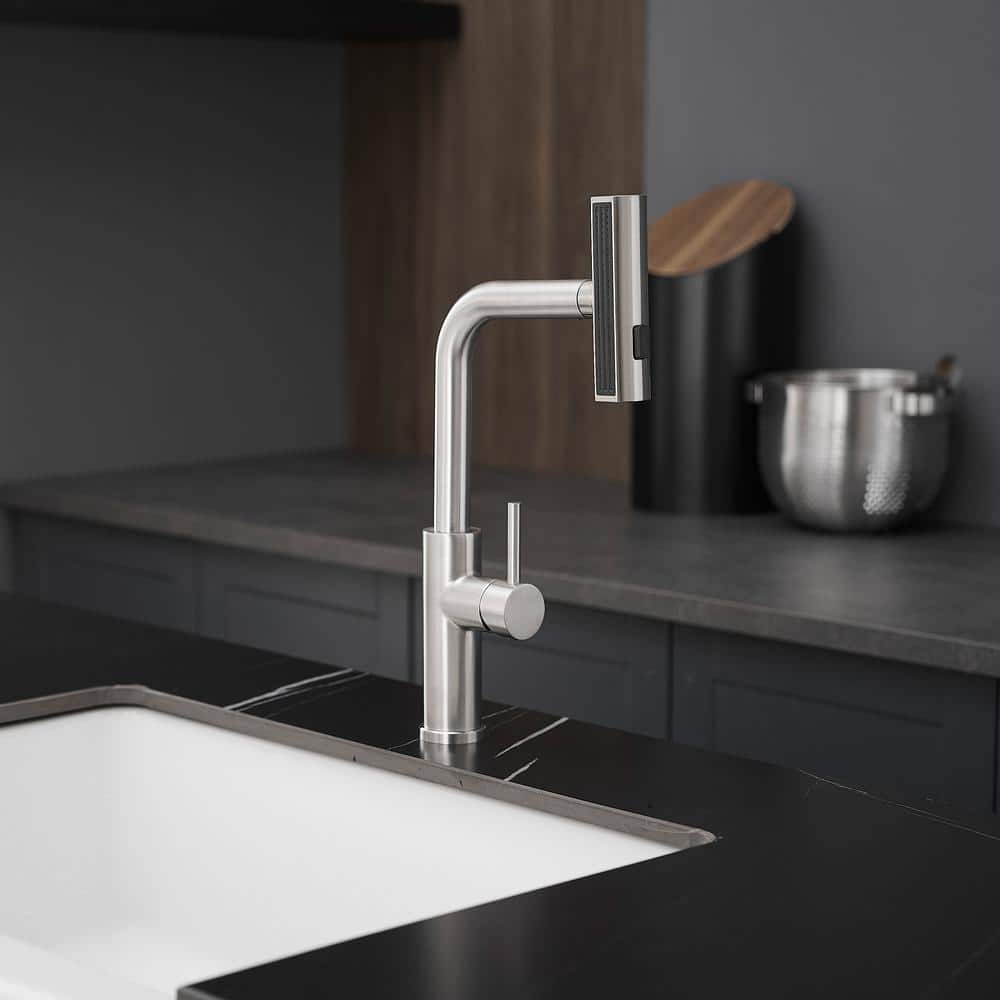 Brushed Nickel Single Handle Pull Down Kitchen Faucet