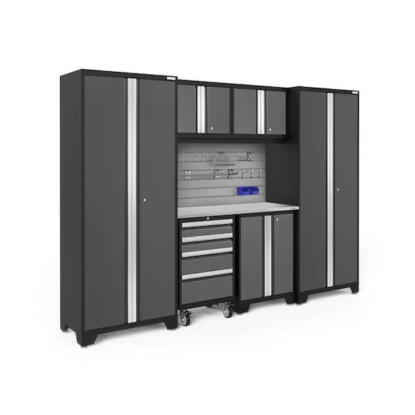 Bold Series 7-Piece 24-Gauge Stainless Steel Garage Storage System in Gray (108 in. W x 77 in. H x 18 in. D)