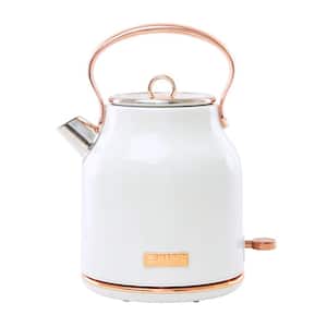Heritage 1.7 l 7-Cup Ivory and Copper Cordless Stainless Steel Retro Electric Kettle with Auto Shut-Off