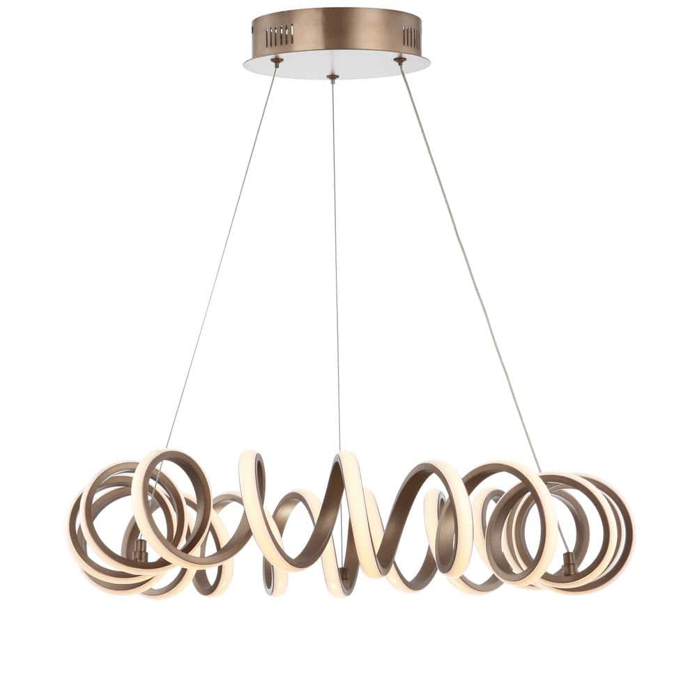 Cursive Bronze Adjustable Spiral LED Chandelier