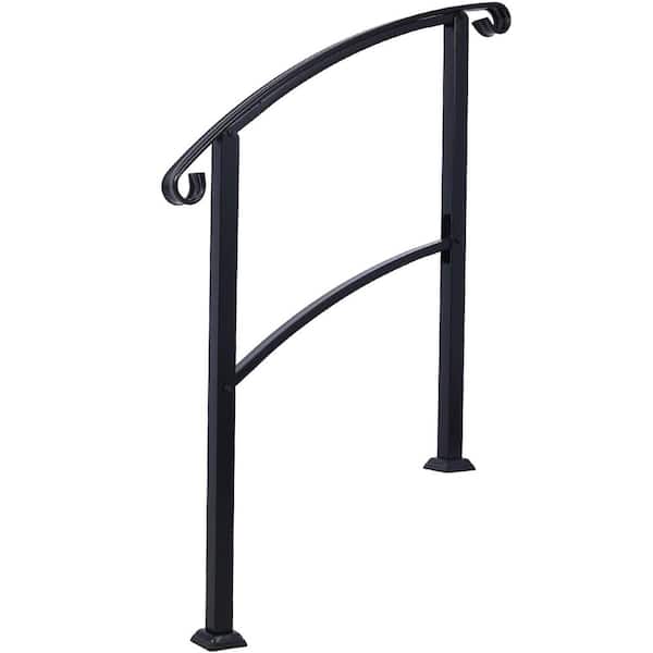 WEGATE Black Modular Staircase Kit with 39 in. Tall 1 Platform Rail, Fits Heights 16 in. to 55 in.