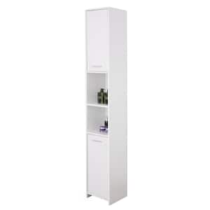 Victoria Ready to Assemble 11.75 in. x 76.75 in. x 11.75 in. Wooden Standing Bath Linen Tower Cabinet in White