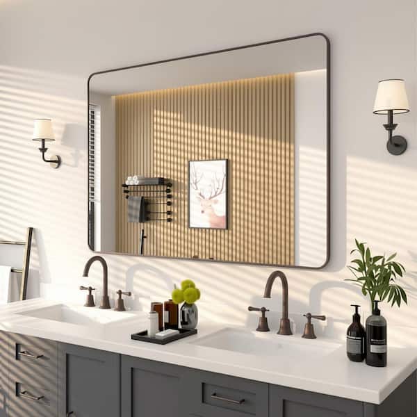 48 in. W x 36 in. H Rectangular Framed Wall Bathroom Vanity Mirror in Oil Rubbed Bronze