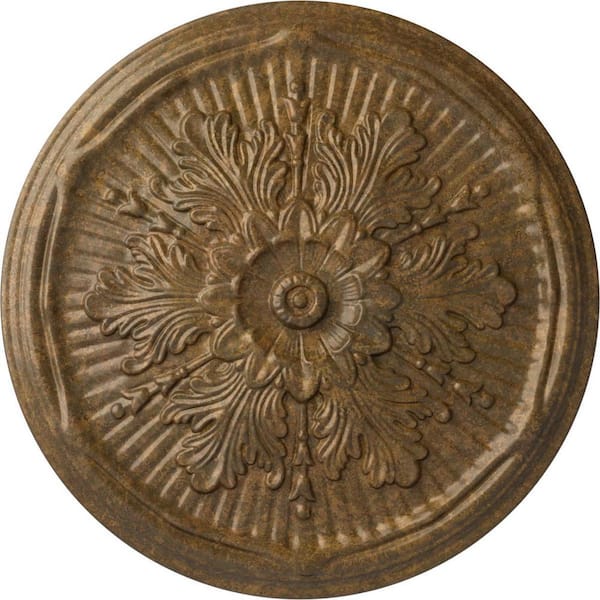Ekena Millwork 21 in. x 2 in. Luton Urethane Ceiling Medallion (Fits Canopies upto 3-1/2 in.), Rubbed Bronze