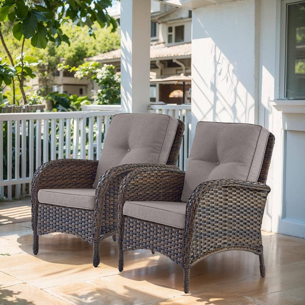 Gymojoy Carlos 2-Piece Brown Wicker Patio Club Chair Outdoor Lounge ...