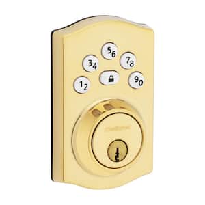 Powerbolt 240 5-Button Keypad Lifetime Polished Brass Traditional Electronic Deadbolt Door Lock