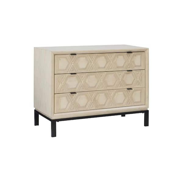 Powell Company Muriel 38 in. L Cream 29.5 in H Rectangle wood top 3-Drawer Console Table