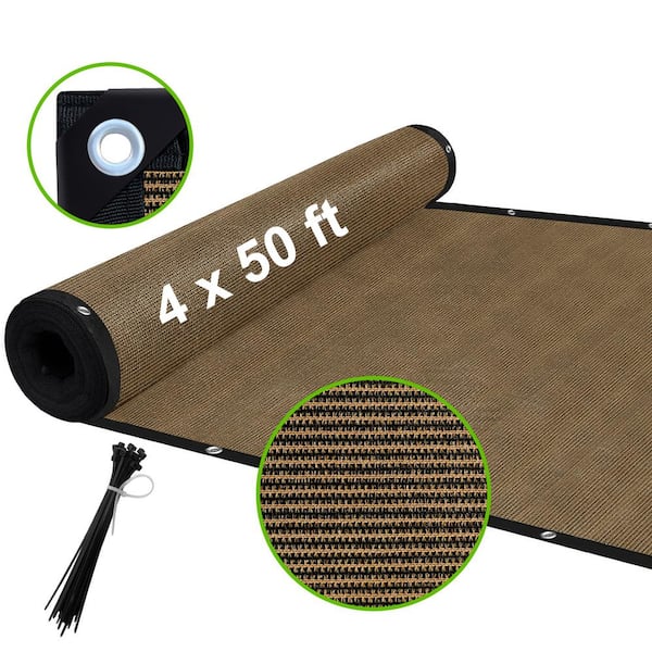 Shatex 4 x 50 ft. Privacy Fence Screen Heavy-Duty 90% Blockage Shade Cover Fencing Net for Wall Garden Gazebo Backyard Brown