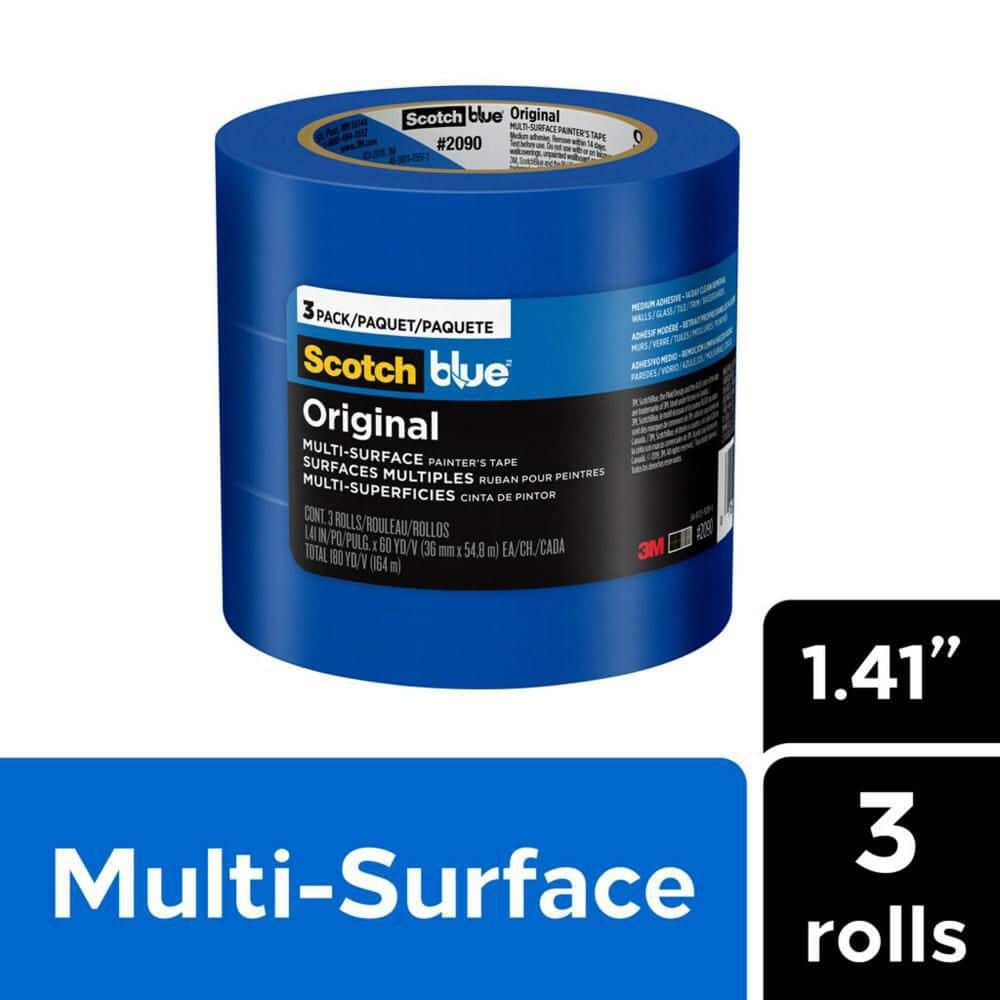 3M ScotchBlue 1.41 In. x 60 Yds. Original Multi-Surface Painter's Tape (3  Rolls) 2090-36AP3 The Home Depot