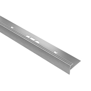 Vinpro-Step Brushed Chrome Anodized Aluminum 5/32 in. x 8 ft. 2-1/2 in. Metal Resilient Tile Edge Trim