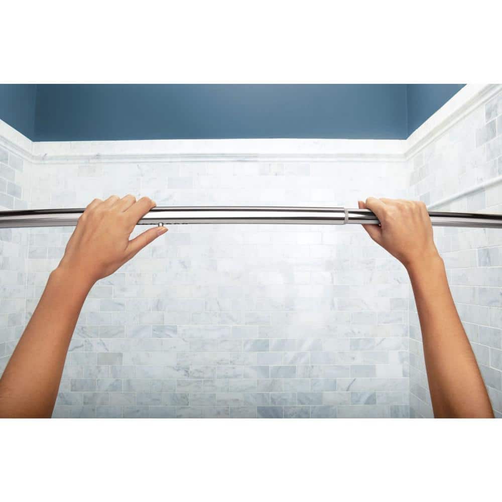 Adjustable Chrome Tension Curved Shower Curtain Rod
