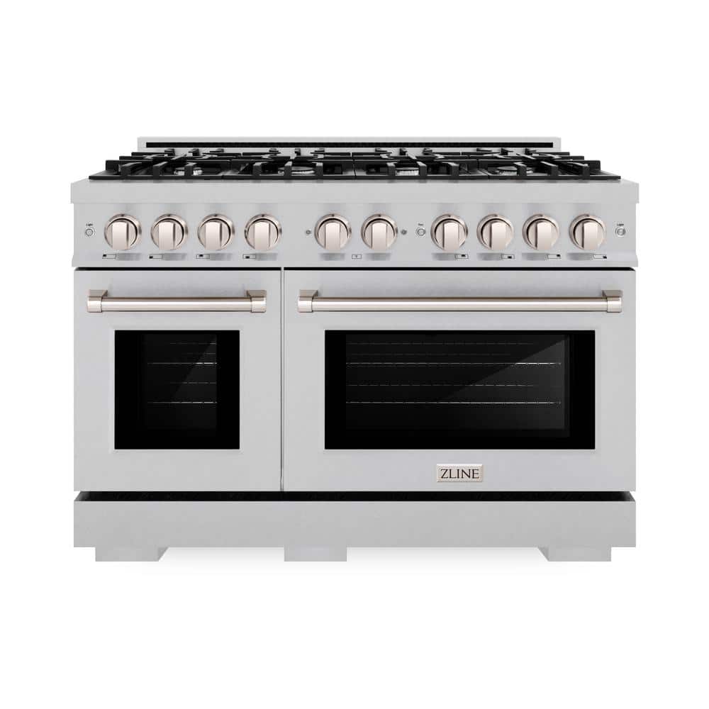 48 in. 6.7 cu. ft. Select Double Oven Dual Fuel Range with 8 Burner Gas Cooktop in Satin Stainless Steel price history on PriceWatchPro