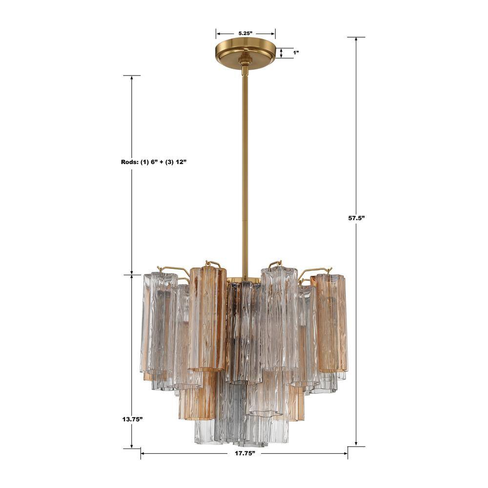 Addis Aged Brass and Crystal 4-Light Chandelier