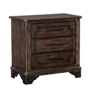 30 in. Brown and Bronze 3-Drawers Wooden Nightstand