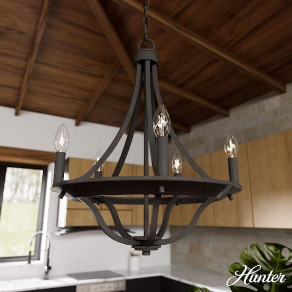 Hunter Perch Point 5-Light Noble Bronze Candlestick Chandelier