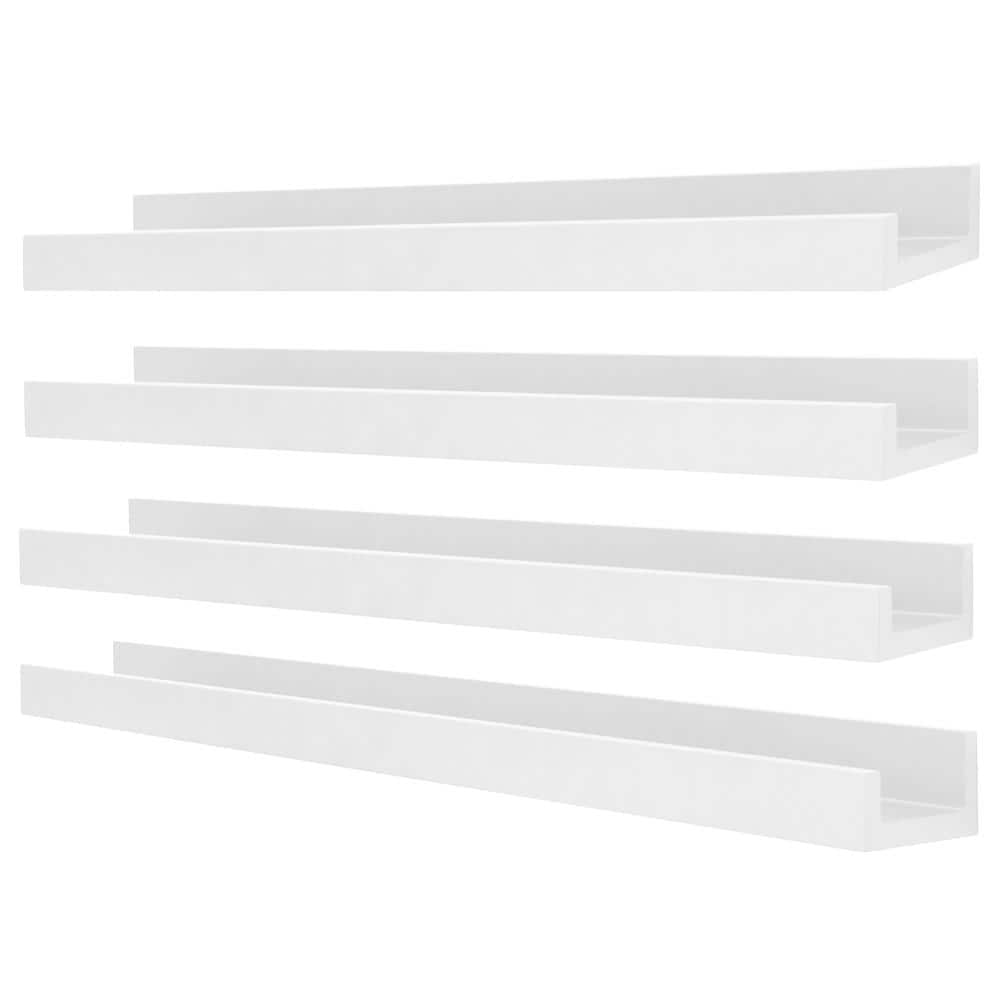 Sleek White Engineered Wood 23" Floating Wall Ledge