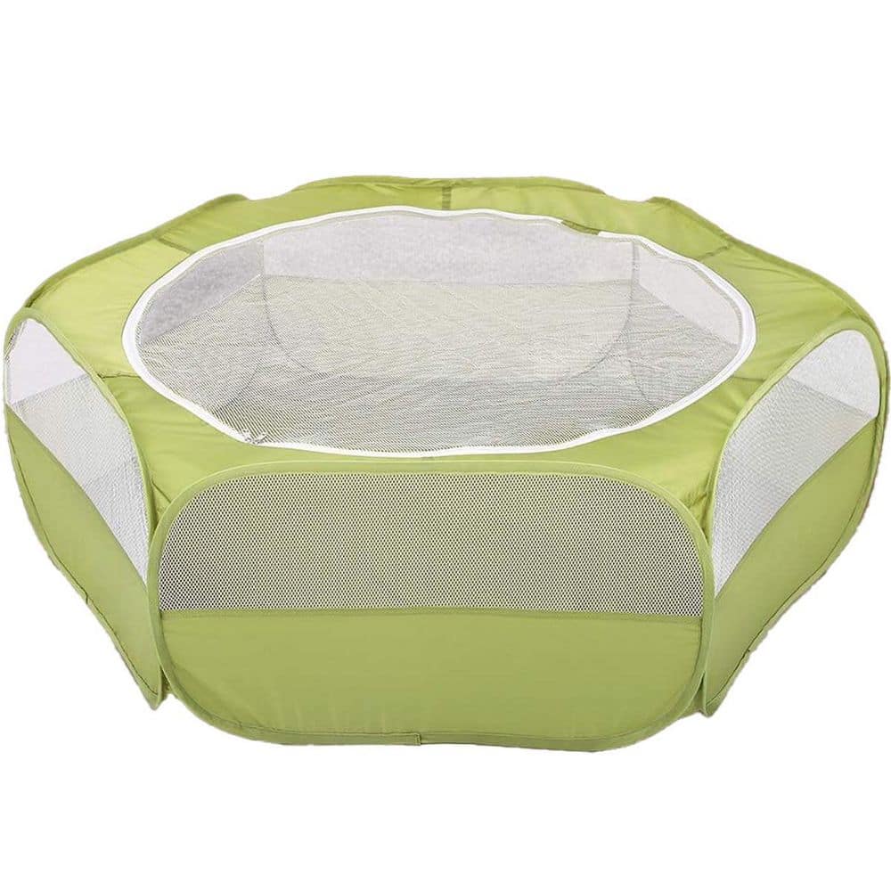 Small Animals Playpen Waterproof Cage Tent Zippered Cover Portable Yard Fence with 3 Metal Rods for Pets Green price history on PriceWatchPro