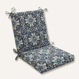 Tile Outdoor/Indoor 18 in. W x 3 in. H Deep Seat, 1 Piece Chair Cushion and Square Corners in Blue/Tan Woodblock