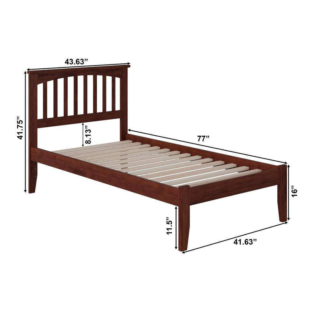 Twin Walnut Mission Wood Platform Bed with Headboard