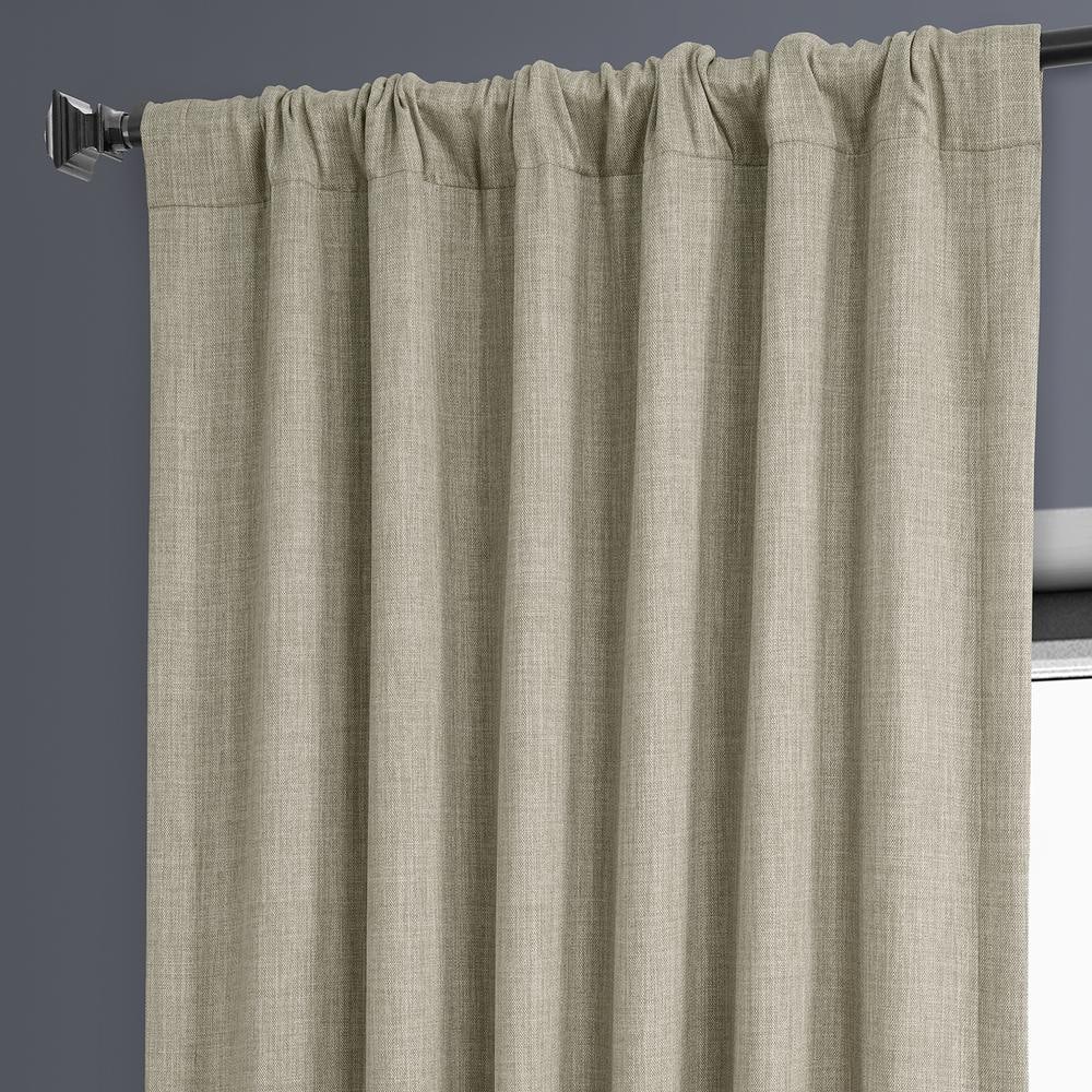 Oatmeal Faux Linen Room Darkening Drape Panel, 50W X 96L