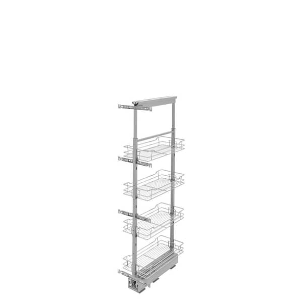 10 in. Chrome 4-Basket Pull-Out Pantry with Soft-Close Slides