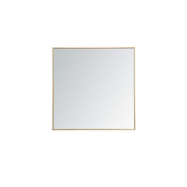 Unbranded Timeless Home 36 in. W x 36 in. H Contemporary Metal Framed Square Brass Mirror