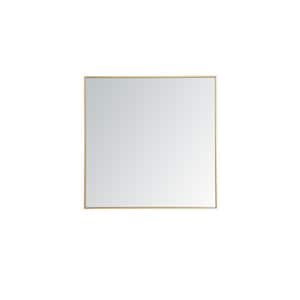 Medium Square Brass Modern Mirror (36 in. H x 36 in. W)