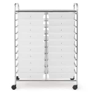 20-Drawers Plastic Rolling Storage Cart with Organizer Top Clear