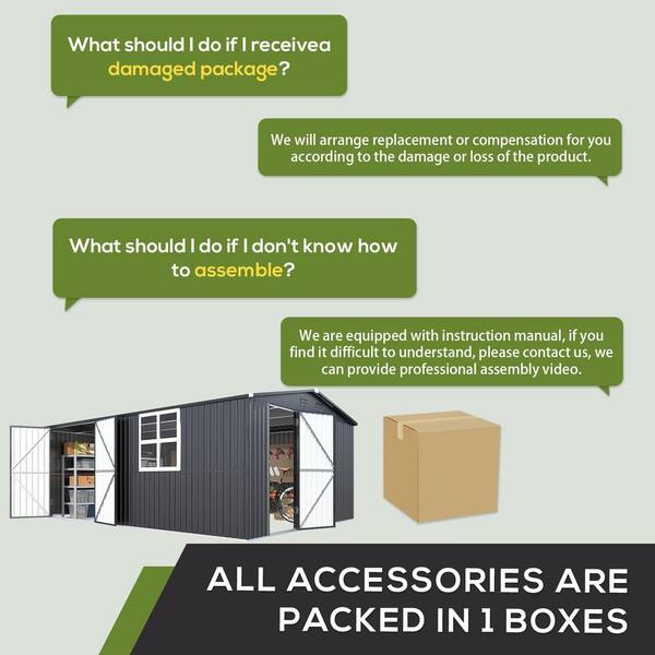 AECOJOY 16 ft. W x 12 ft. D Large Metal Outdoor Storage Shed