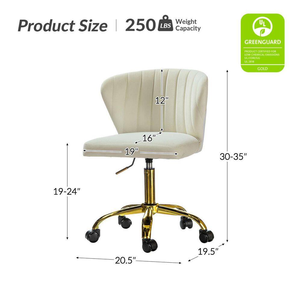 Ivory Adjustable Swivel Task Chair with Gold Metal Base