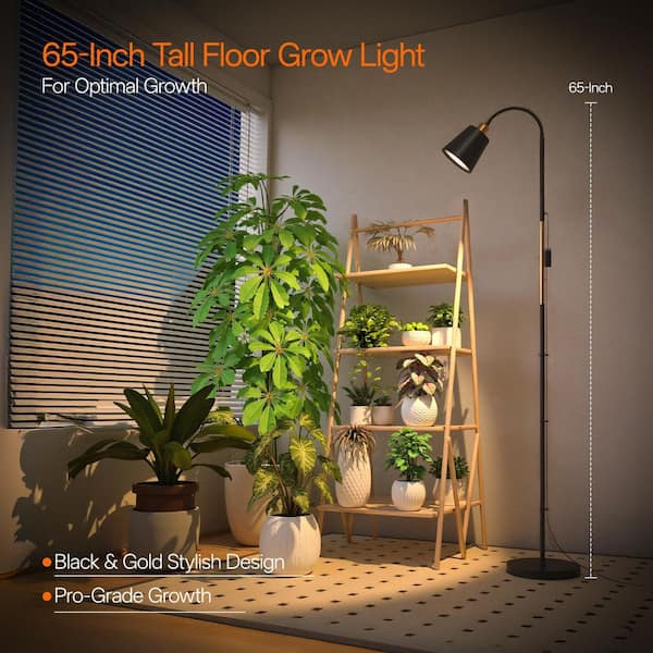 BeamBox 65 in. Full Spectrum Non-Dimmable LED Floor Grow Light with Flexible Gooseneck and Smart Timer for Indoor Plants