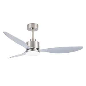 Sawyer 52 in. Integrated LED Indoor Brushed Nickel Ceiling Fans with Light and Remote Control