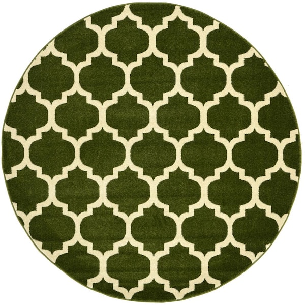 Unique Loom 6 ft Round Rug in Beige