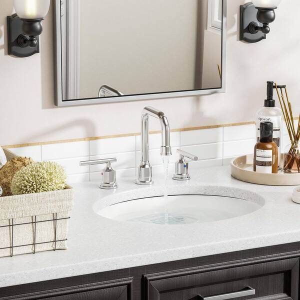 8 in. Widespread Double Handle Bathroom Faucet with Drain Kit in Polished Chrome