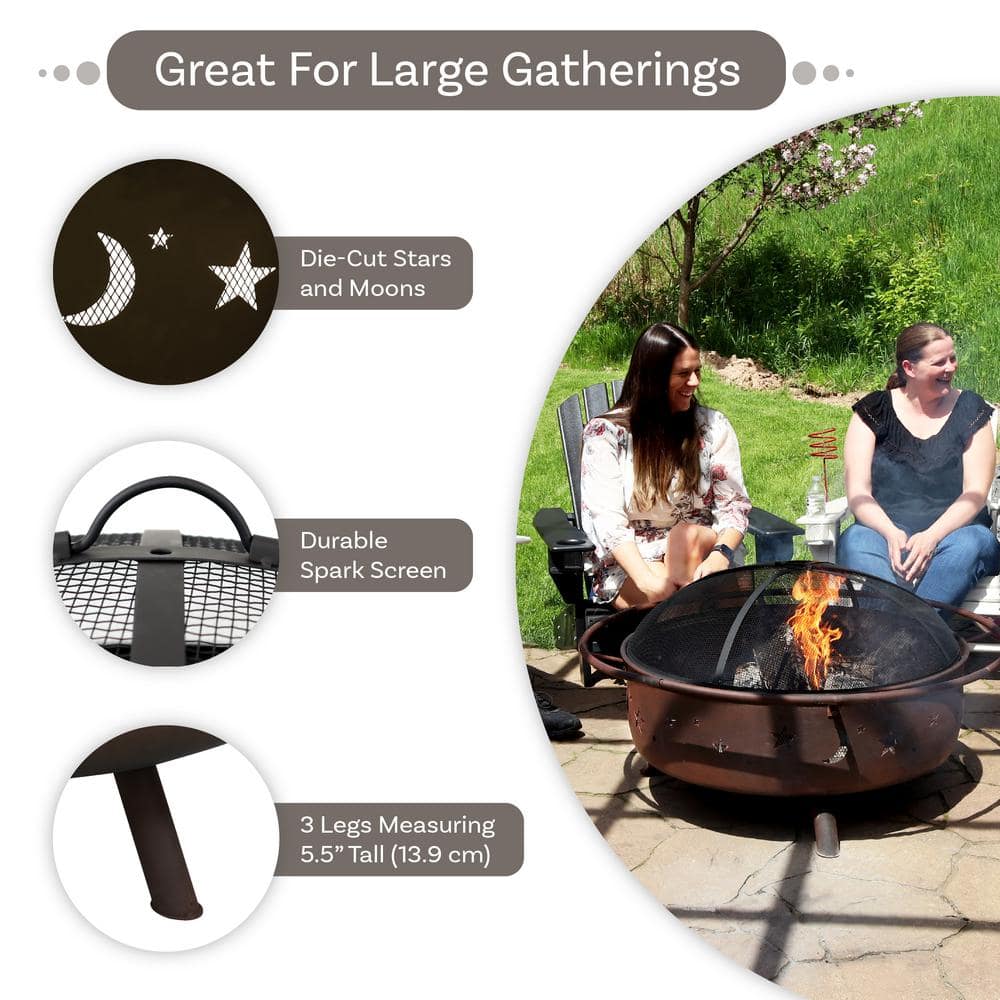 Sunnydaze 42" Bronze Wood-Burning Fire Pit with Spark Screen