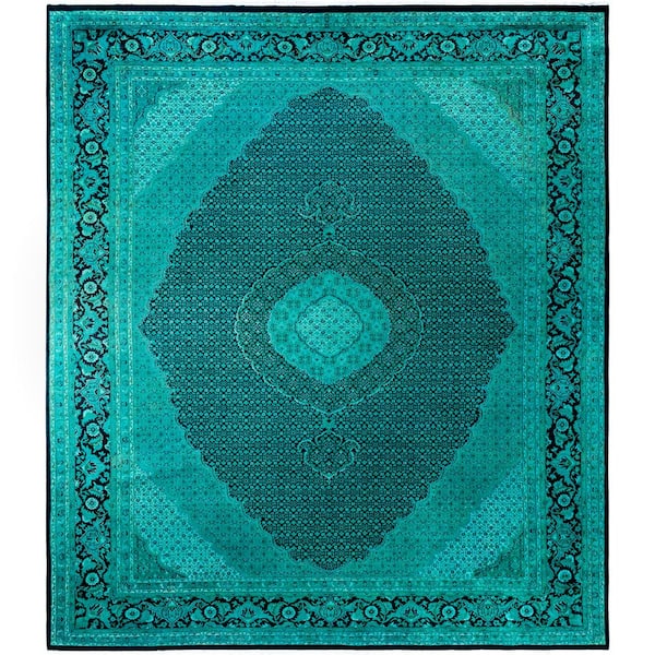 Fine Vibrance Green 10 X 14 Hand-Knotted Wool Indoor Area Rug