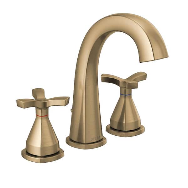 Delta Stryke 8 in. Widespread 2-Handle Bathroom Faucet with Metal Drain Assembly in Champagne Bronze