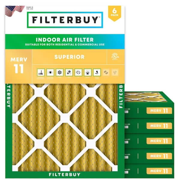 20 in. x 22 in. x 2 in. MERV 11 (FPR 7) Allergen Defense Pleated HVAC AC Furnace Air Filters Replacement (6-Pack)