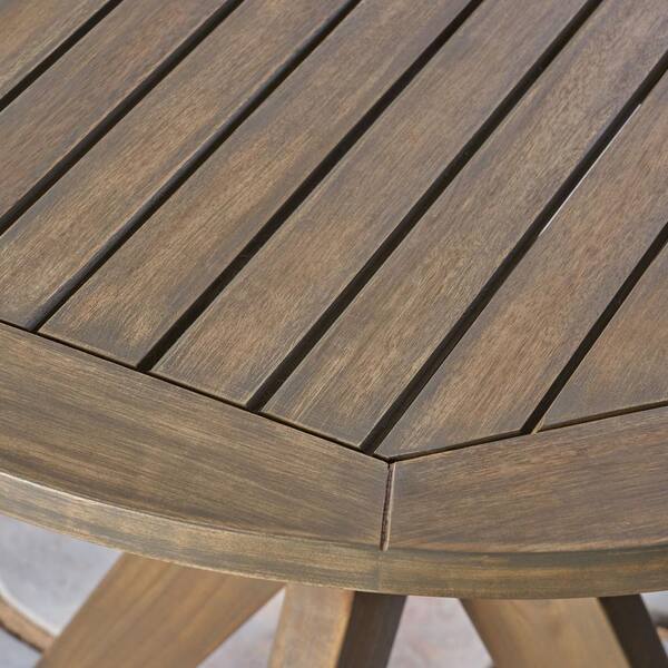 30 H in. Outdoor Round Wood Side Table for Porch Patio Garden JX