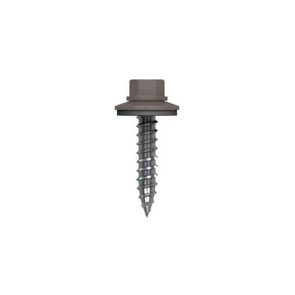 Fabral #10 1-1/2 in. External Hex Drive Flange Hex Head Steel Wood Screws in Hickory Moss (250-Piece per Bag)