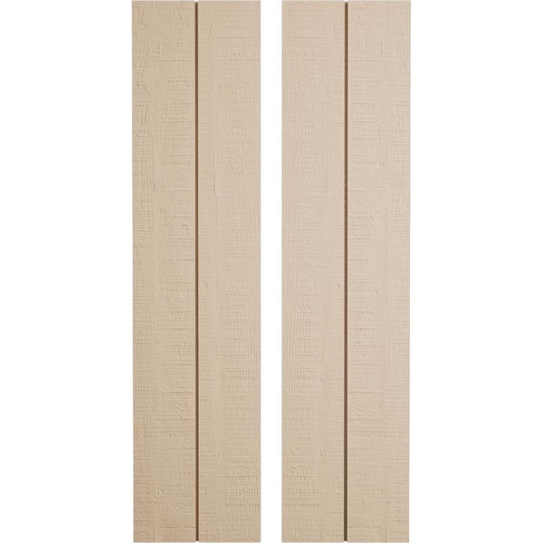 Ekena Millwork 11 in. x 24 in. Timberthane Polyurethane 2-Board Joined Board-n-Batten Rough Cedar Faux Wood Shutters, No Batten Pair