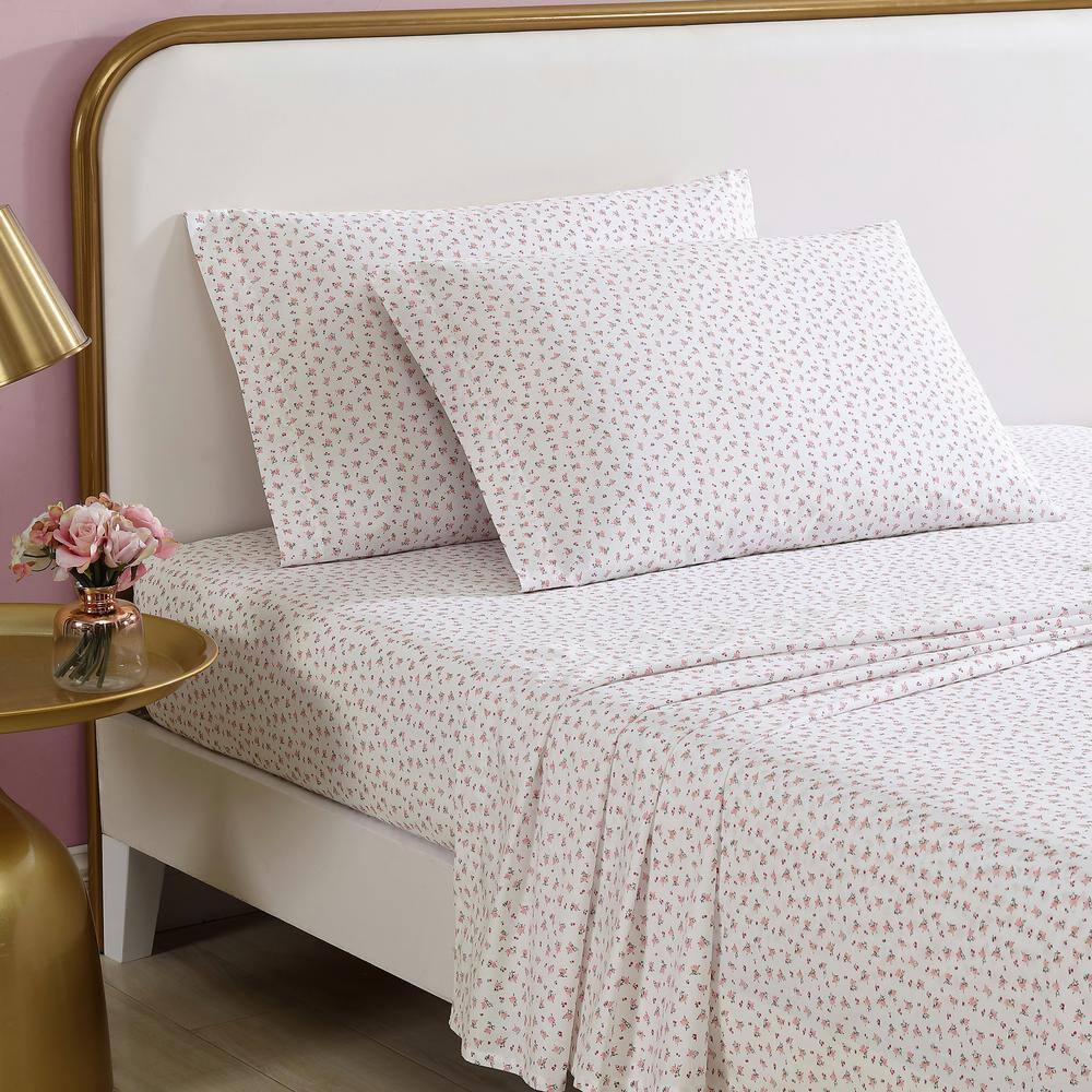 Baby Buds Pink Cotton Percale Full Sheet Set