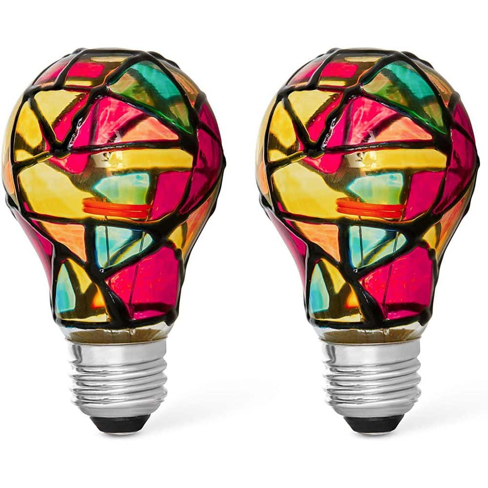 25-Watt Equivalent A19 Stained Glass Indoor LED Light Bulb in Multi Color (2-Pack) price history on PriceWatchPro